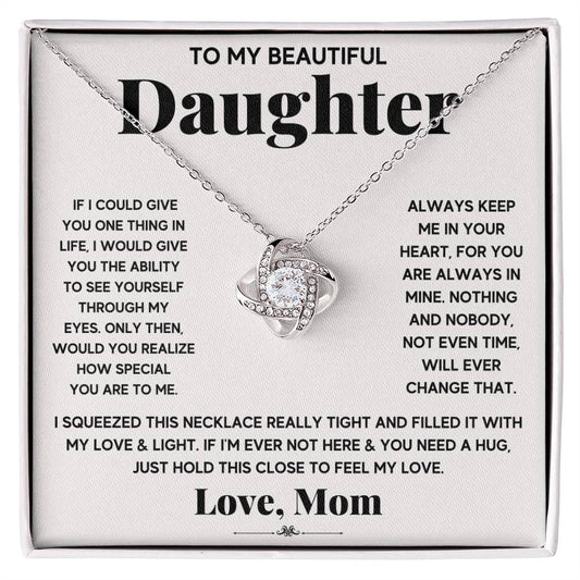 To My Beautiful Daughter, Just Hold This To Feel My Love Necklace