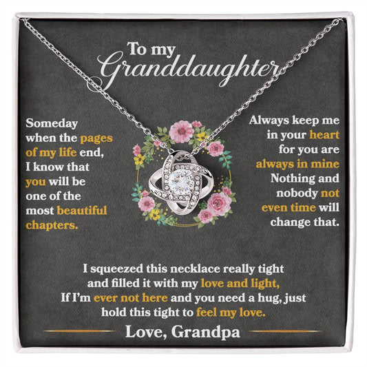 To My Granddaughter, Hold This Tight To Feel My Love Necklace