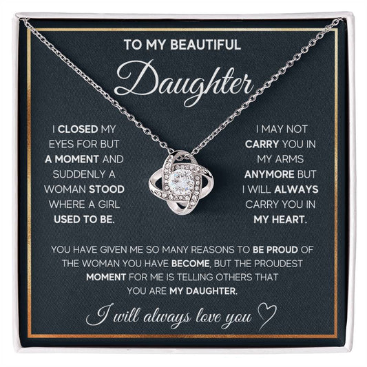 To My Daughter, I Will Always Carry You in My Heart Necklace