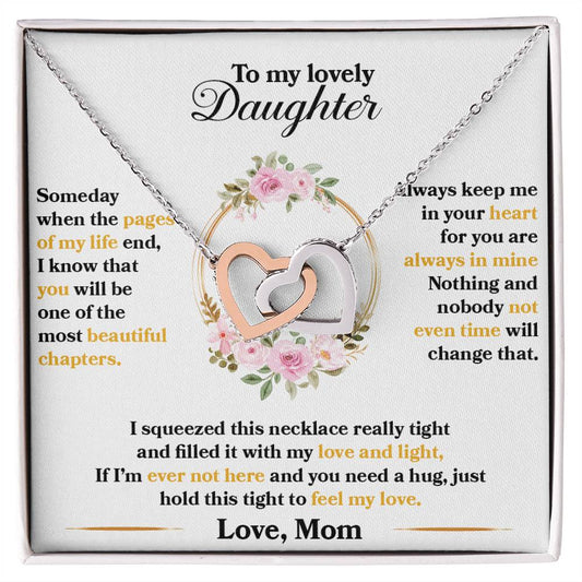 To My Lovely Daughter, Hold This Tight To Feel My Love Necklace