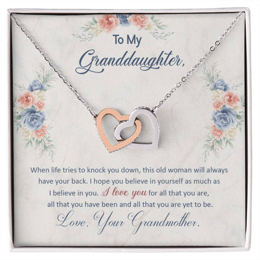 To My Granddaughter, This Old Woman Will Always Have Your Back Necklace