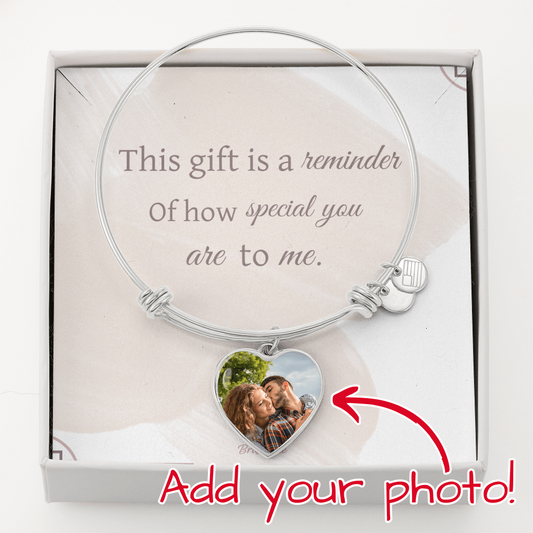 Personalized Heart Bangle - 'You are special' Gift with Message card